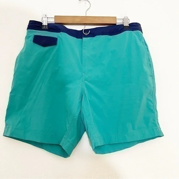 J. Crew Hi-Rise Men Swim Trunk Size 33 Blue Pockets