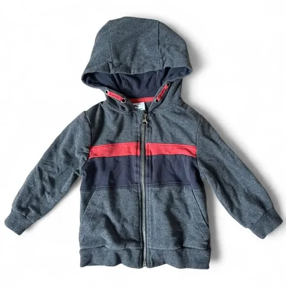 Tommy Bahama Baby Hoodie Jacket Gray Colorblock Zip-Up Size 18M