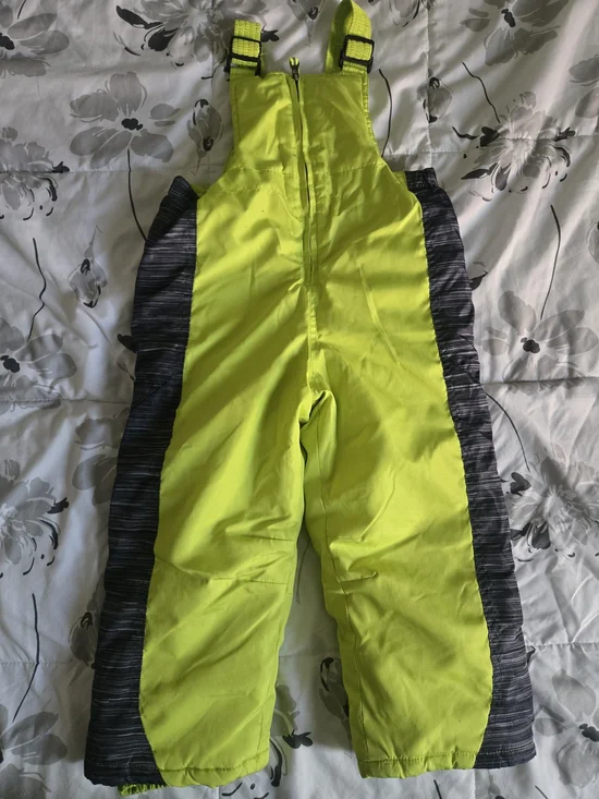 AQ/AQ Neon Yellow and Black Kids Snow Bib Overalls