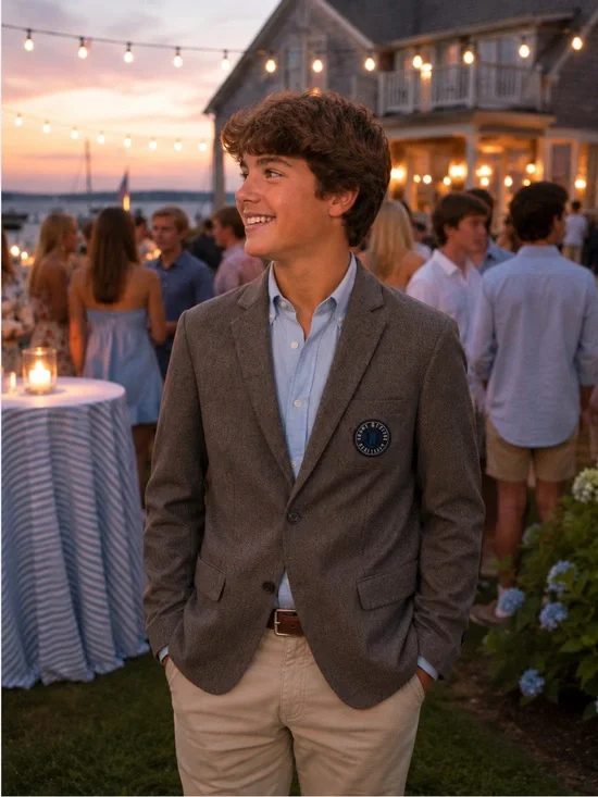 NWT Tommy Hilfiger‎ Boys Classic Charcoal Grey Blazer with Patch Preppy Classic