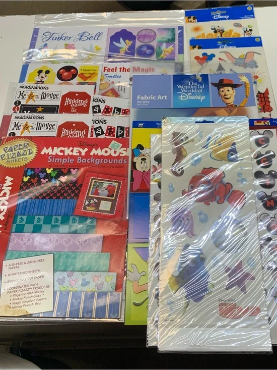 DISNEY SCRAPBOOK LOT 18 pc Paper Stickers NIP
