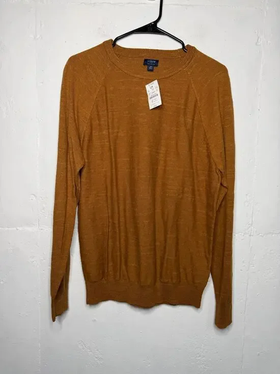 NEW J.CREW Mens 100% Cotton Knit Sweater Burnt Orange SIze Medium