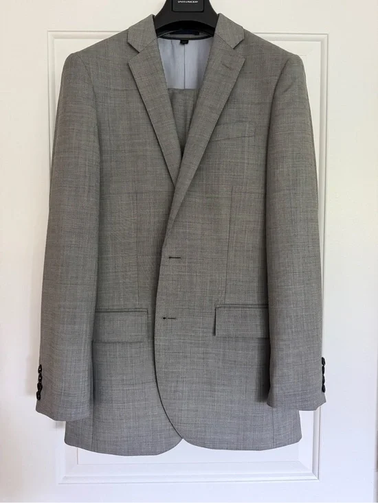 J. Crew Ludlow Slim Suit 36R w 30x30 Pants Italian Stretch Mineral Grey Wool