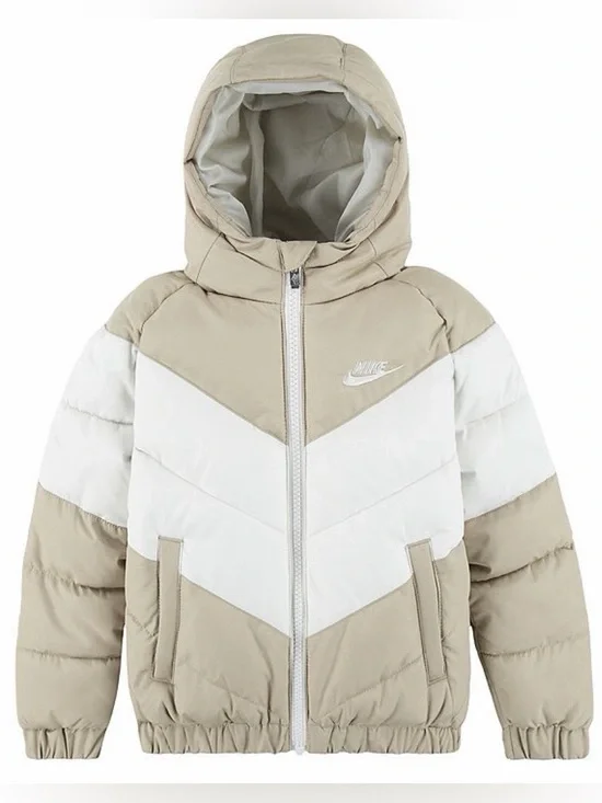 New Toddlers 24m Nike Hooded Chevron Puffer Jacket Midweight Water Resistant