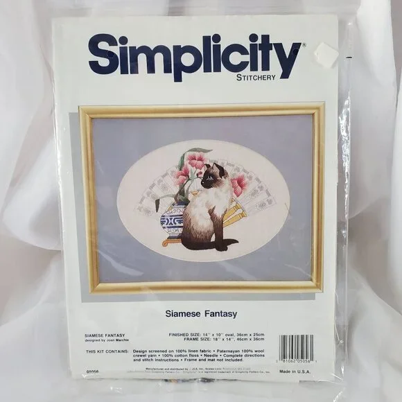 Simplicity Stitchery Siamese Fantasy Cross-Stitch Needle Point Kit 14