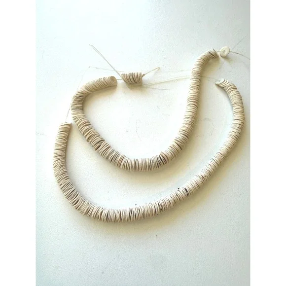 Natural Shell Heishi Bead Strands Ivory Cream Disc Beads Jewelry Making 2pc