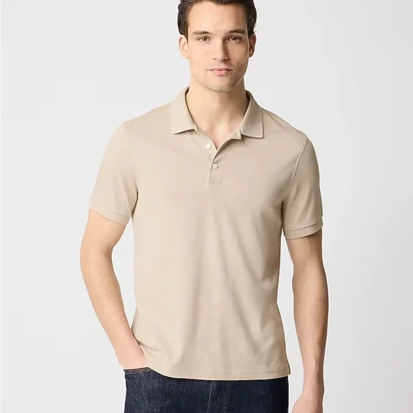 J crew heather oatmeal Soft-touch polo shirt