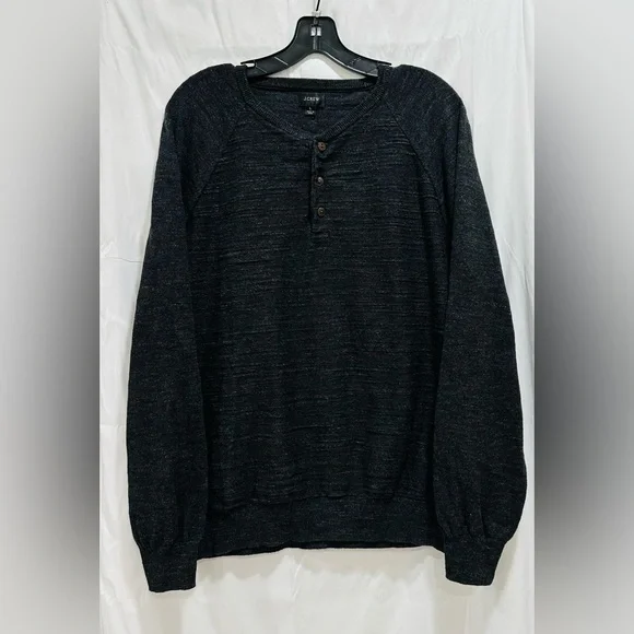 J Crew Sweater Mens LDark Gray Heathered Knit Long Sleeve‎ Pullover Sweatshirt