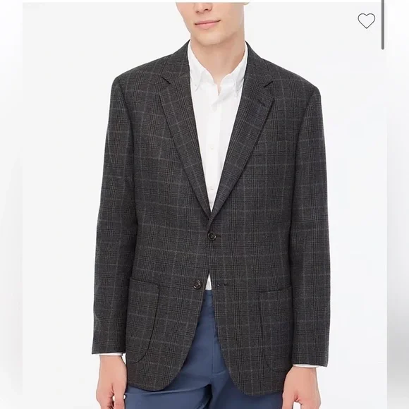 J crew grey brown Classic-fit Thompson plaid wool-blend blazer