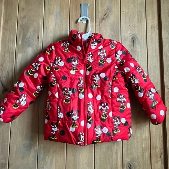 Disney Red Minnie Mouse Light weight Puffer Jacket - 3T