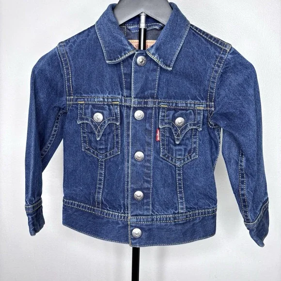 Levis Type 1 Iconic Denim Jacket Toddler 6 Blue Trucker Button Front Coat