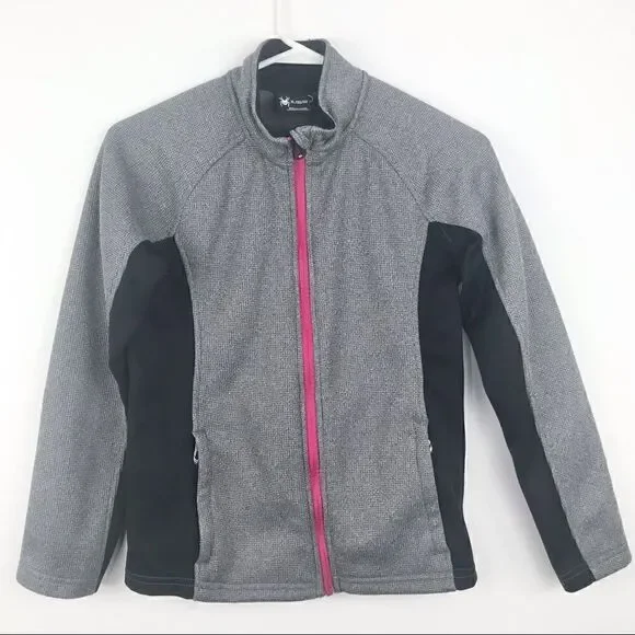 Spyder Gray and Black Zip Up Thermal Jacket with Pink Trim