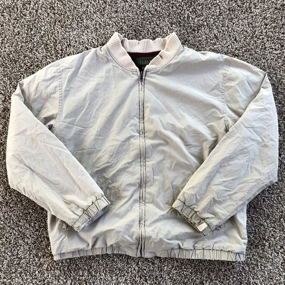 J Crew Oarsman Harrington Bomber Jacket Mens Size Small Beige Velvet Lined‎ READ