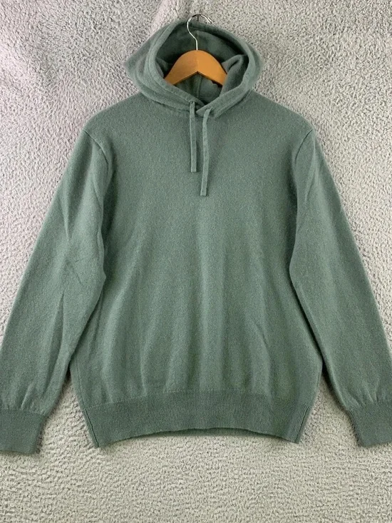 J. Crew Men's 100% Cashmere Sage Green Hoodie