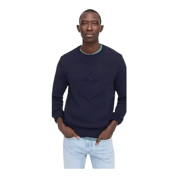 J. Crew Cotton Cable Knit Anchor Nautical Sweater