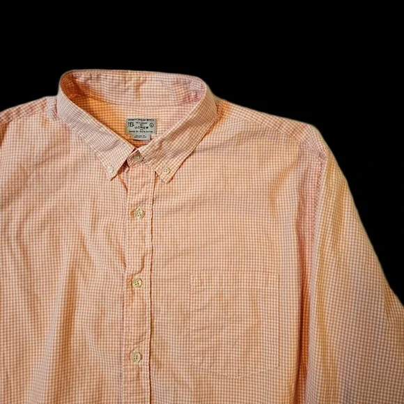 J. Crew Large‎ Orange Check Gingham Button-Up Shirt
