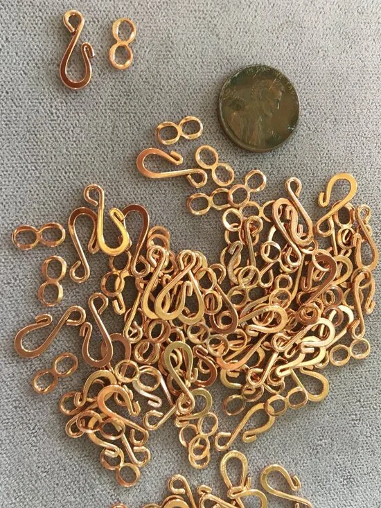 Fifty (50) Copper-plated Hook and Eye Clasps - Easy-to-Use, Pretty, Affordable!