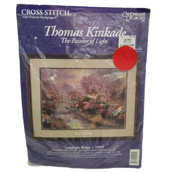 Thomas Kinkade Lamplight Bridge Cross Stitch