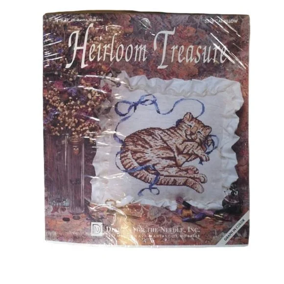 NEW Cat Cross Stitch Pillow Kit 5228