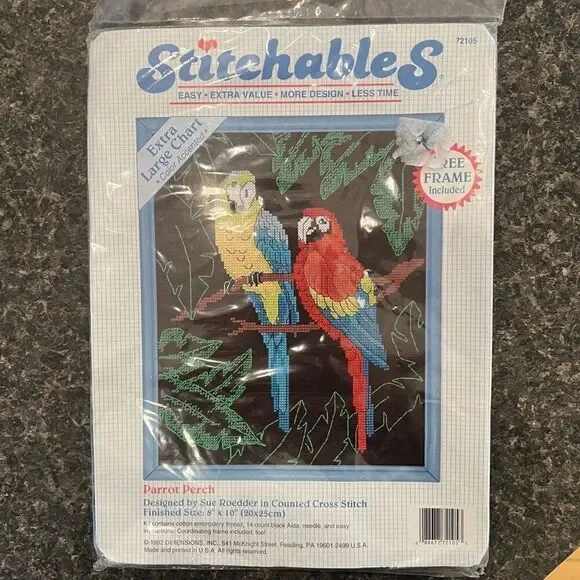 Vintage 90’s Parrot Perch Stitchables Cross-stitch Kit