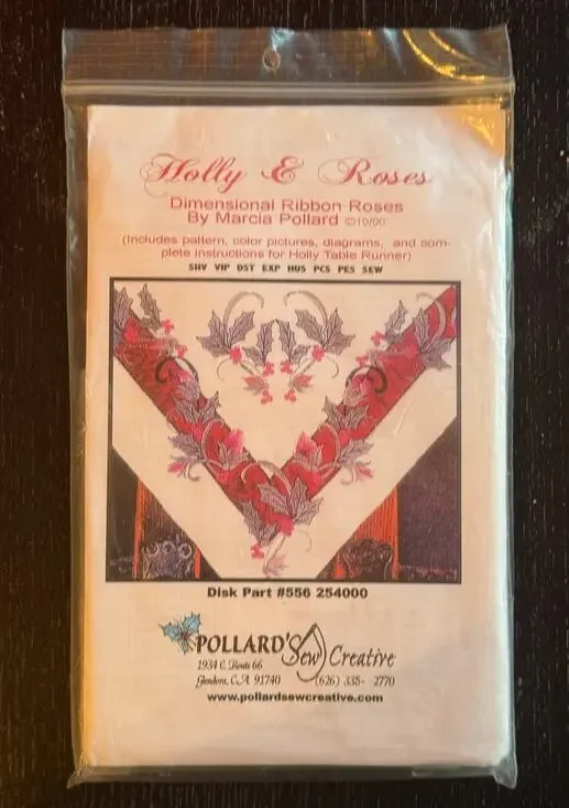 Pollard's Sew Creative Holly & Roses Pattern for Embroidery Machine with CDROM