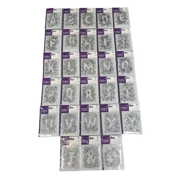 Crafters Companion Floral Alphabet Clear Acrylic Stamp Set Complete A-Z Plus NIP