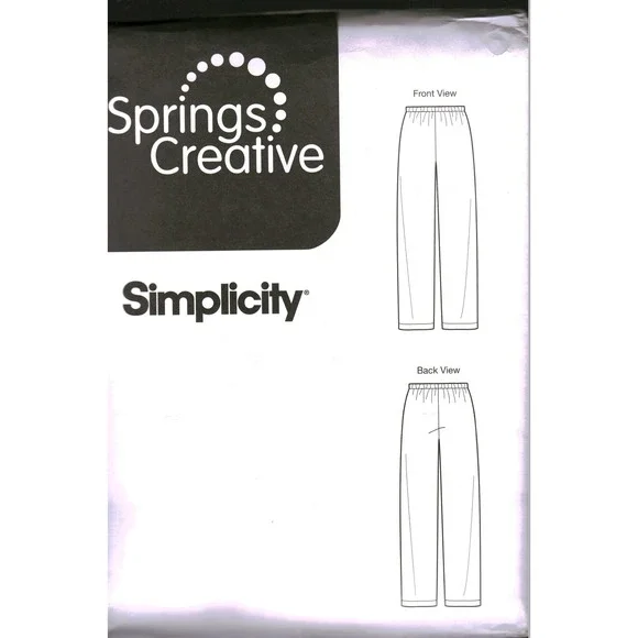 Simplicity Springs Creative Sewing Pattern Straight Leg Elastic Waist Pants