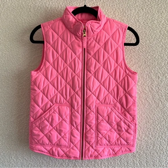Crewcuts Girls Kids Quilted Puffer‎ Vest Bright Pink Zipper Size 12
