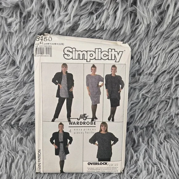 Simplicity Jiffy Wardrobe Size H 8450‎ 28W+30W+32W 4 Easy Pieces Pattern