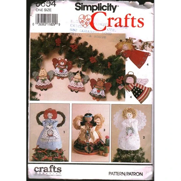 Simplicity 0604 Angel Tree Topper Ornament Sewing Pattern Rag Doll Victorian Pig