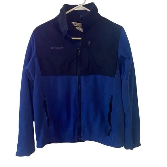 Columbia boys size 18/20 zip up fleece jacket blue color blocked