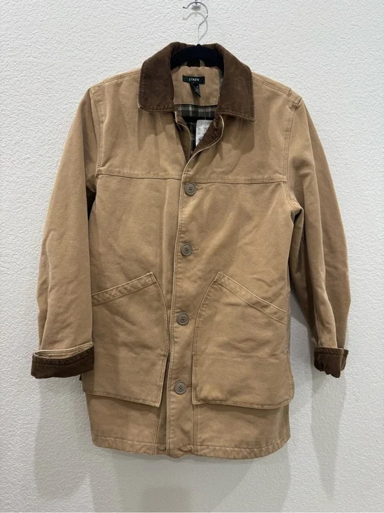 J.Crew NWT Tan Barn Jacket XS Corduroy Collar Thinsulate Insulated Chore Coat