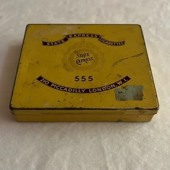 State Express Cigarettes 555 Yellow Tin Box Vintage