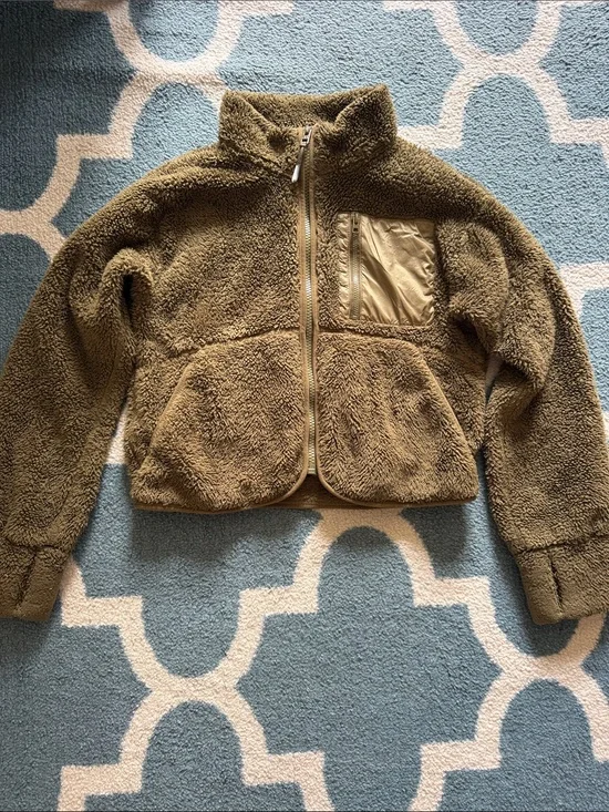 Athleta Olive Green Teddy Puffer Jacket for Kids