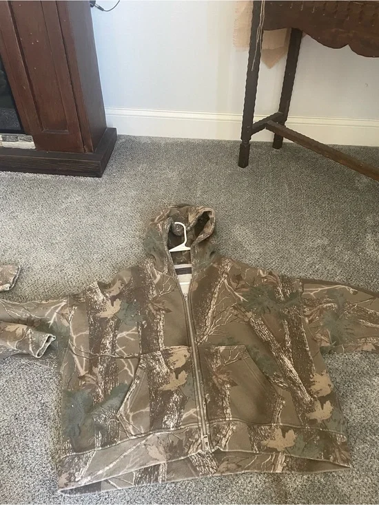 Camouflage Hooded Zip Jacket - Brown/Green size M