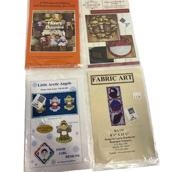 Lot of‎ 4 Sewing Patterns Honey Bunnies Arctic Angels Potato Steamer Fabric Art