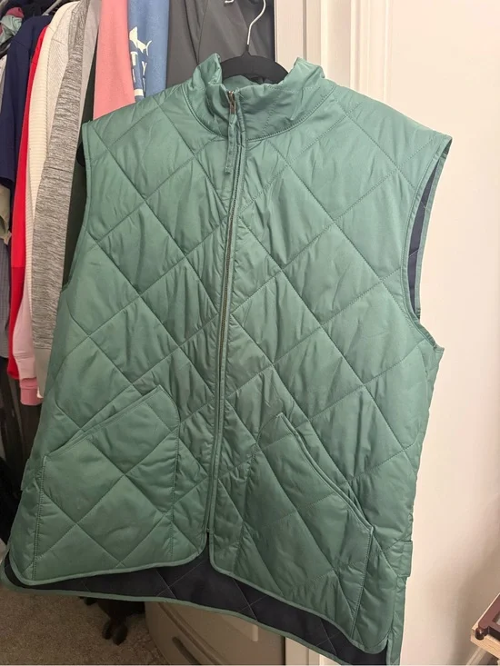 J. Crew Quilted Sleeveless Vest in Teal Green