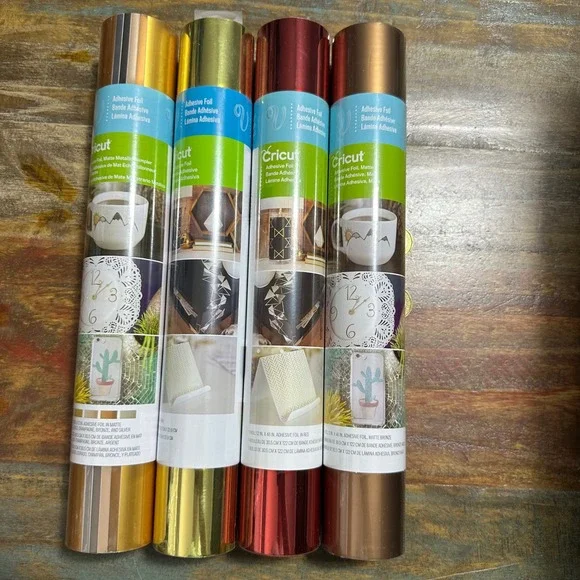 Cricut Adhesive Foil Bundle 4 Rolls Matte Metallic Gold Red Bronze Sampler