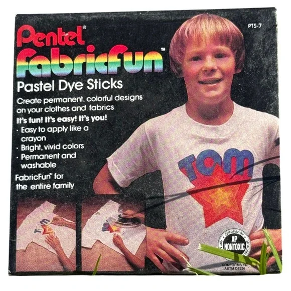 Vintage Pentel FabricFun Pastel Dye Sticks PTS-7 Fabric Crayons DIY Crafts 7pc