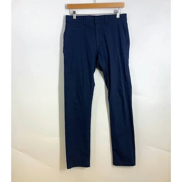 J. Crew Mens Navy Blue Flat Front Chinos Pants Straight Leg Casual Pants Size 28