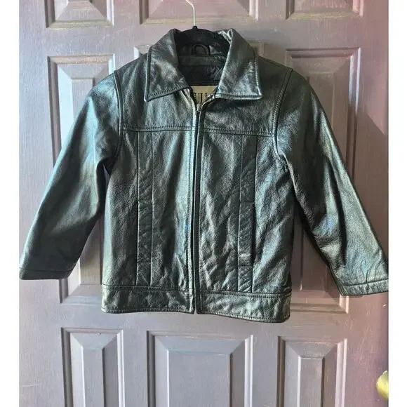 Vintage Wilsons leather M.Julian  black kids bomber jacket size small perfect!