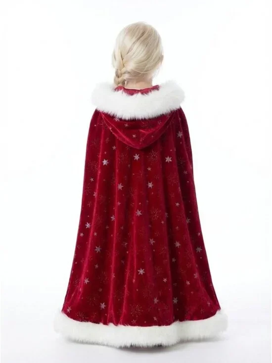 Girls Red Winter Princess Inspired Cape