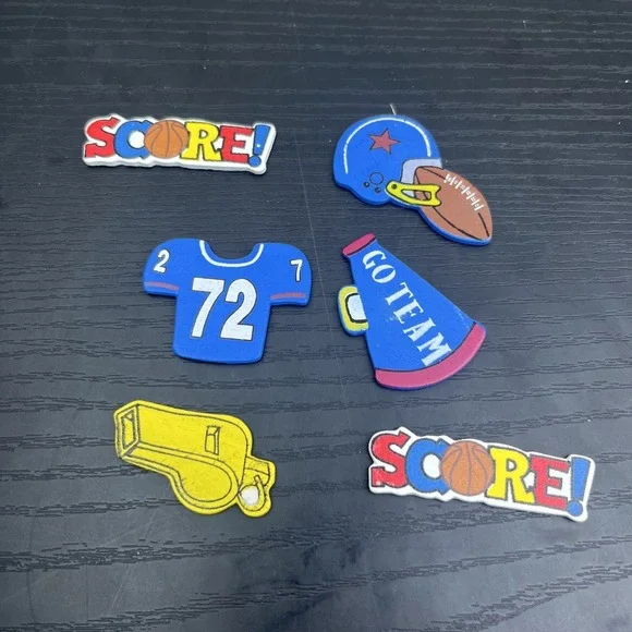 Lot Of 6 Wooden Football Scrapbooking Embellishments‎ Sports Craft Decorations