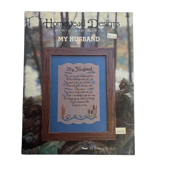 Vintage Cross‎ Stitch Pattern Leaflet My Husband by Homestead Designs
