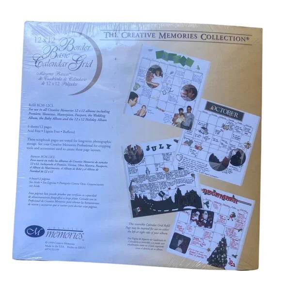 NEW Creative Memories Calendar Grid Pages Border Basic 12x12 RCM-12CL SEALED‎