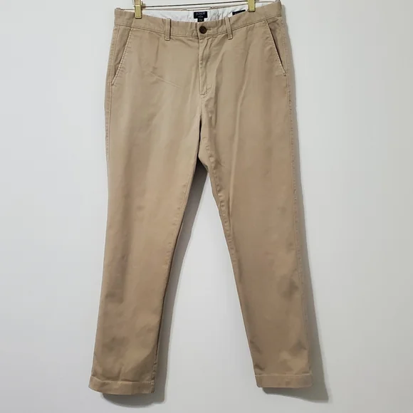 J. Crew Flex Straight Fit Chinos Tan Mens 34 Waist