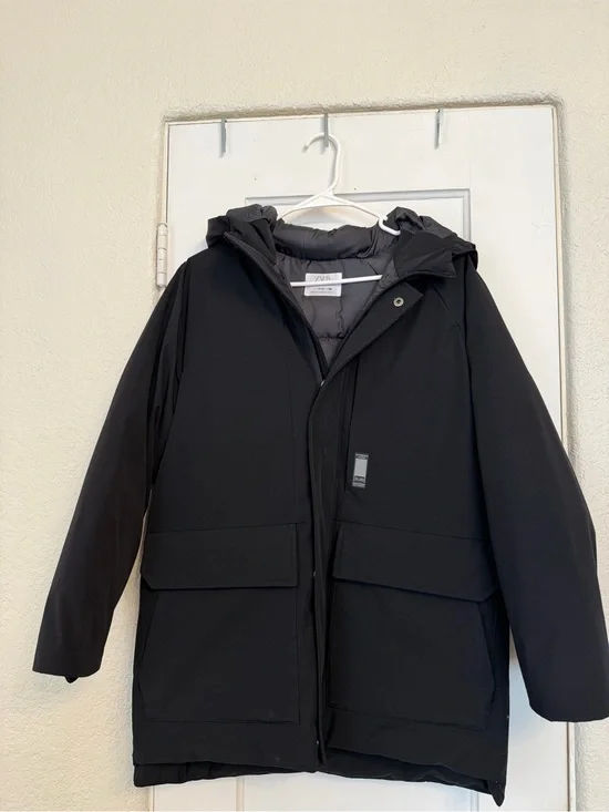 Zara Black Kids Hooded Puffer Coat