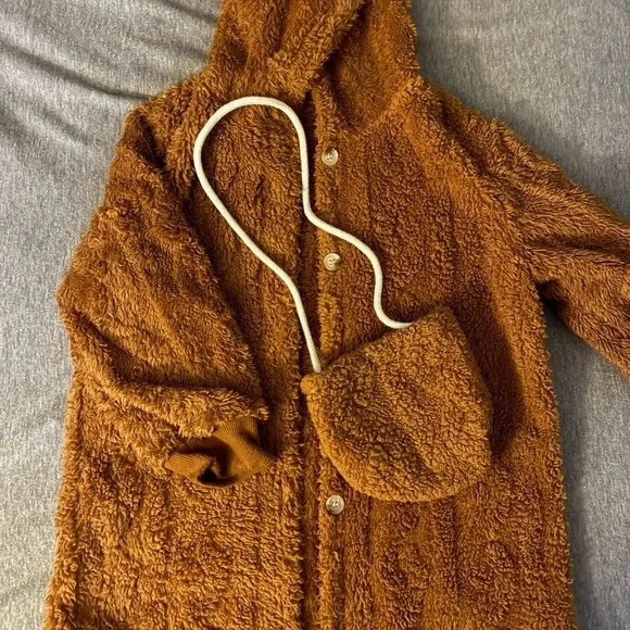 SHEIN Warm Brown Kids Jacket with Hood