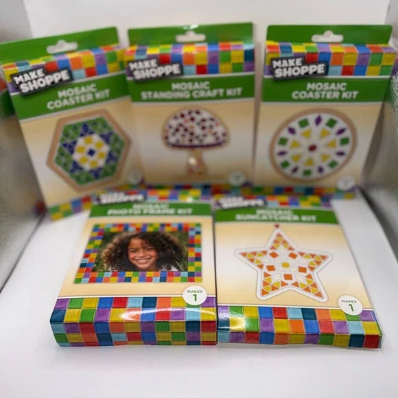 Make Shoppe Mosaic Craft Kit Bundle DIY Creative Arts Activity Kidcore 5pk