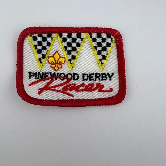 Pinewood Derby Racer Patch Vintage Embroidered Scout Racing Badge‎